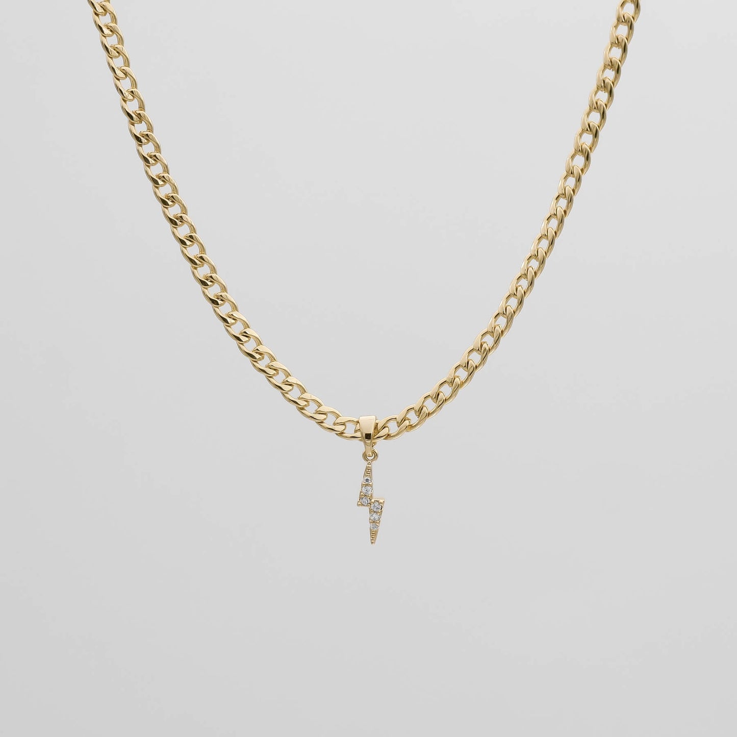 Pave Lightning Bolt Cuban Necklace - Image 3 - ISMI JEWELS