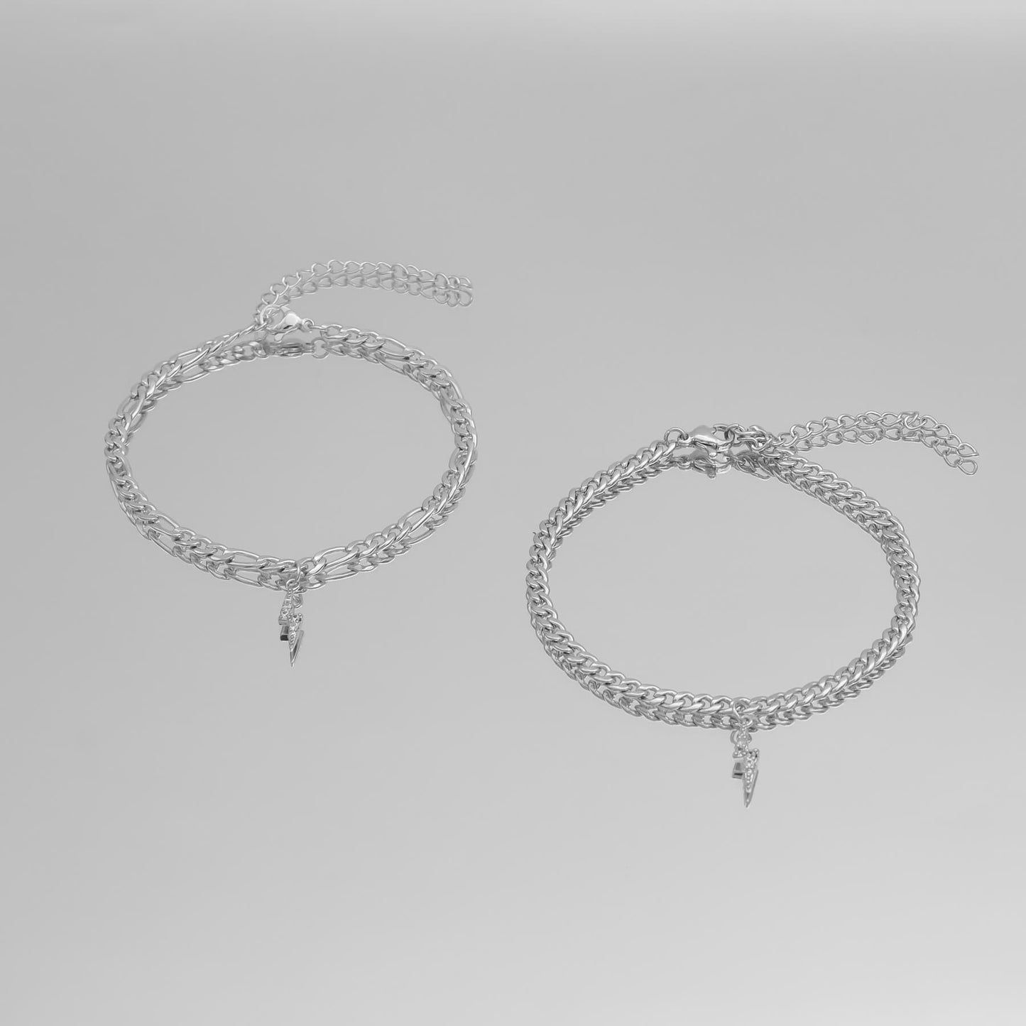 Pave Lightning Bolt Figaro Anklet - Image 6 - ISMI JEWELS
