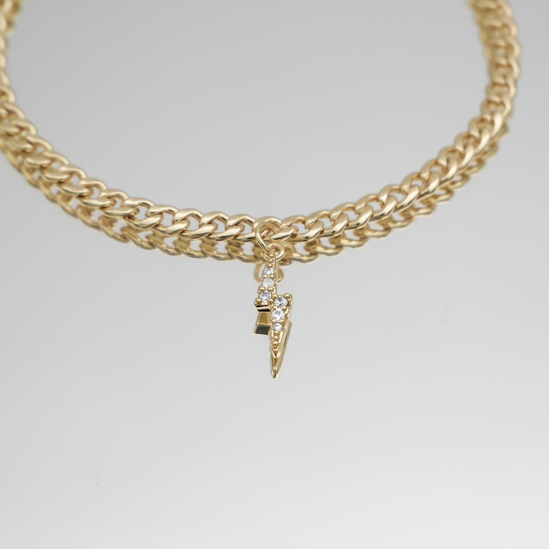 Pave Lightning Bolt Cuban Anklet - Image 4 - ISMI JEWELS