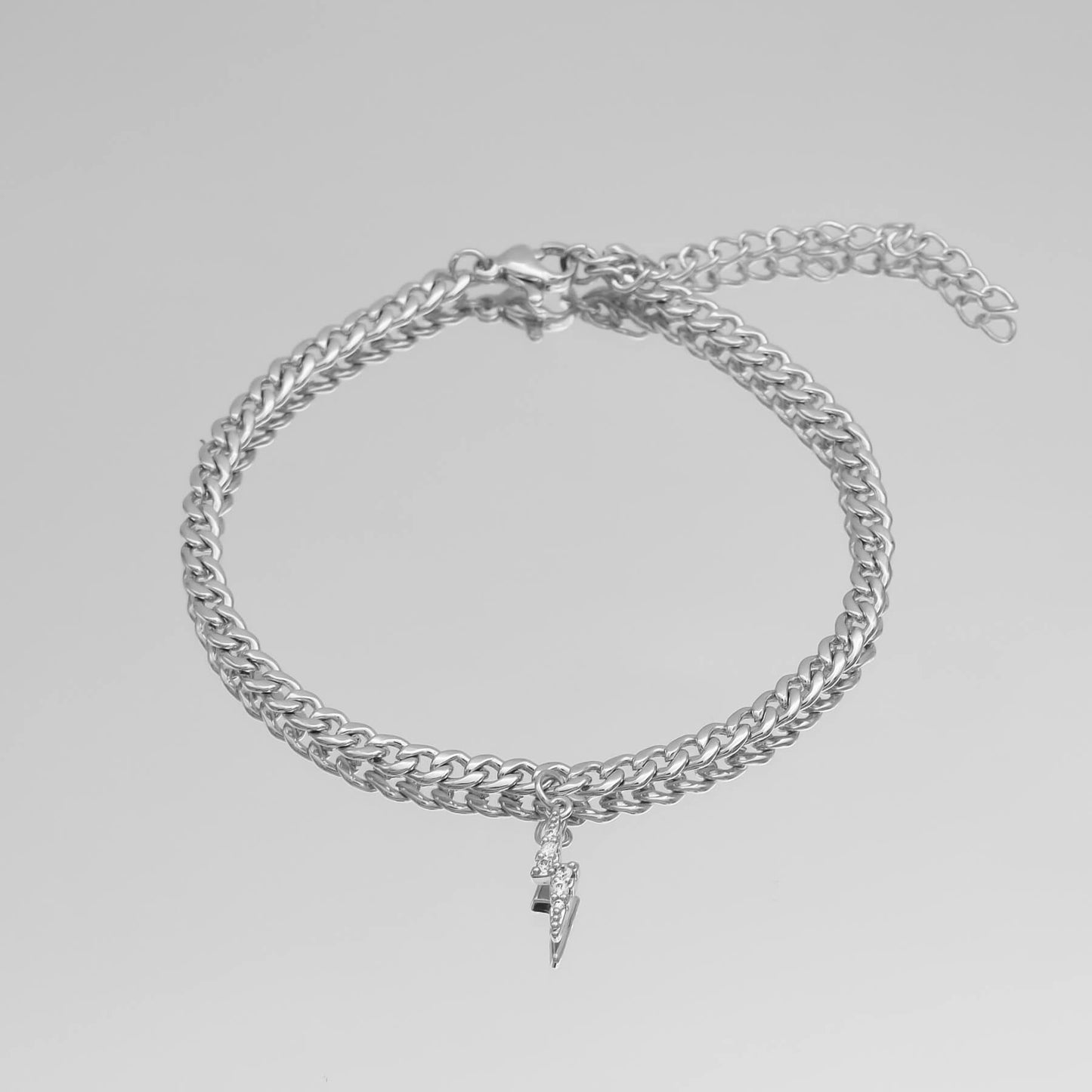 Pave Lightning Bolt Cuban Anklet - Image 3 - ISMI JEWELS