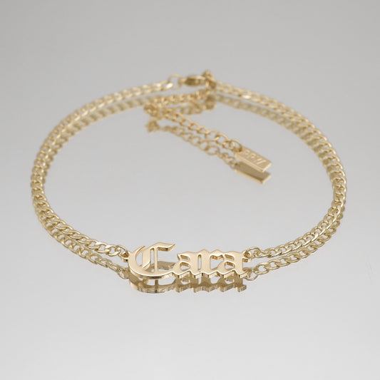 Old English Custom Name Anklet - Image 1 - ISMI JEWELS