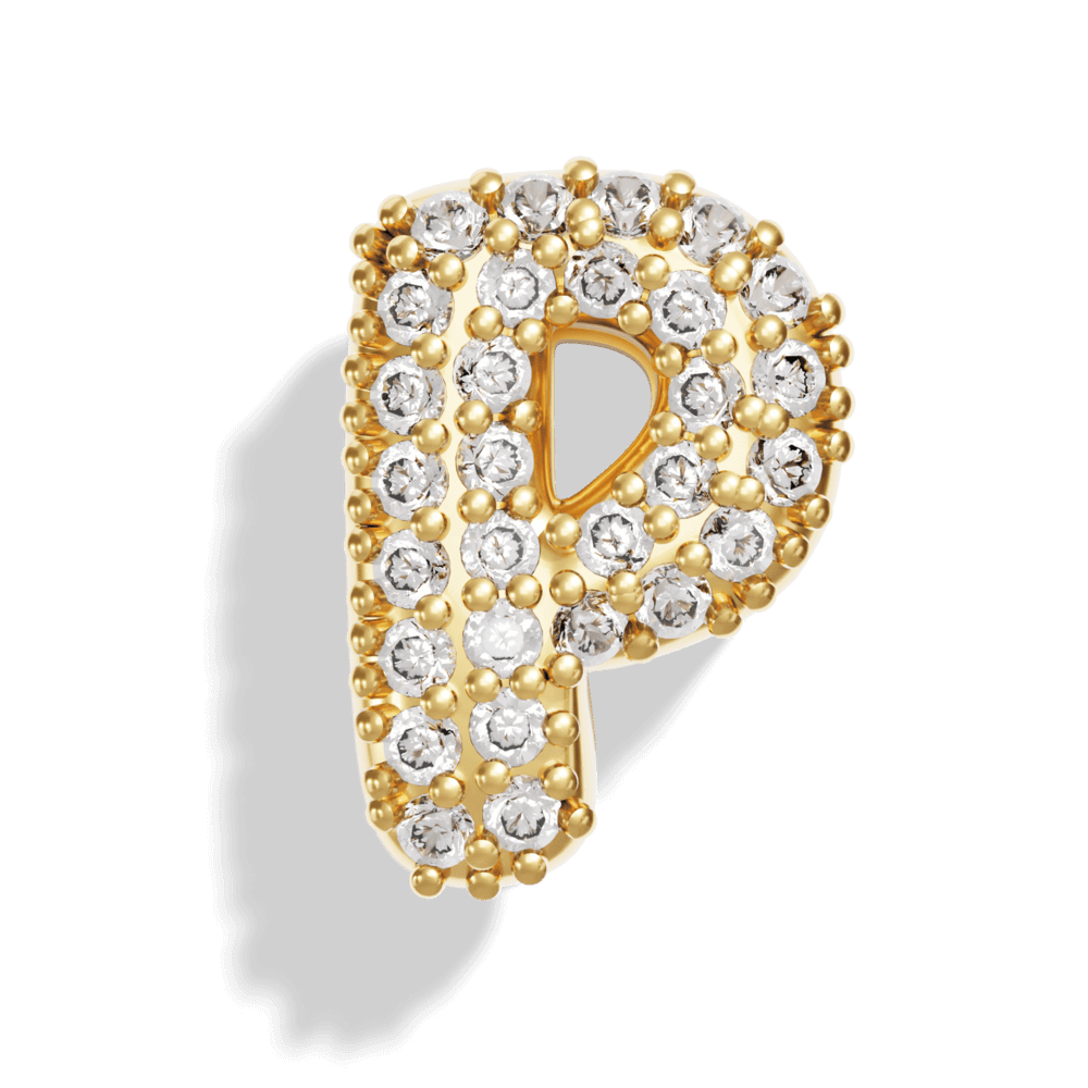 Gold Pave Bubble Letter Charms - Image 18 - ISMI JEWELS