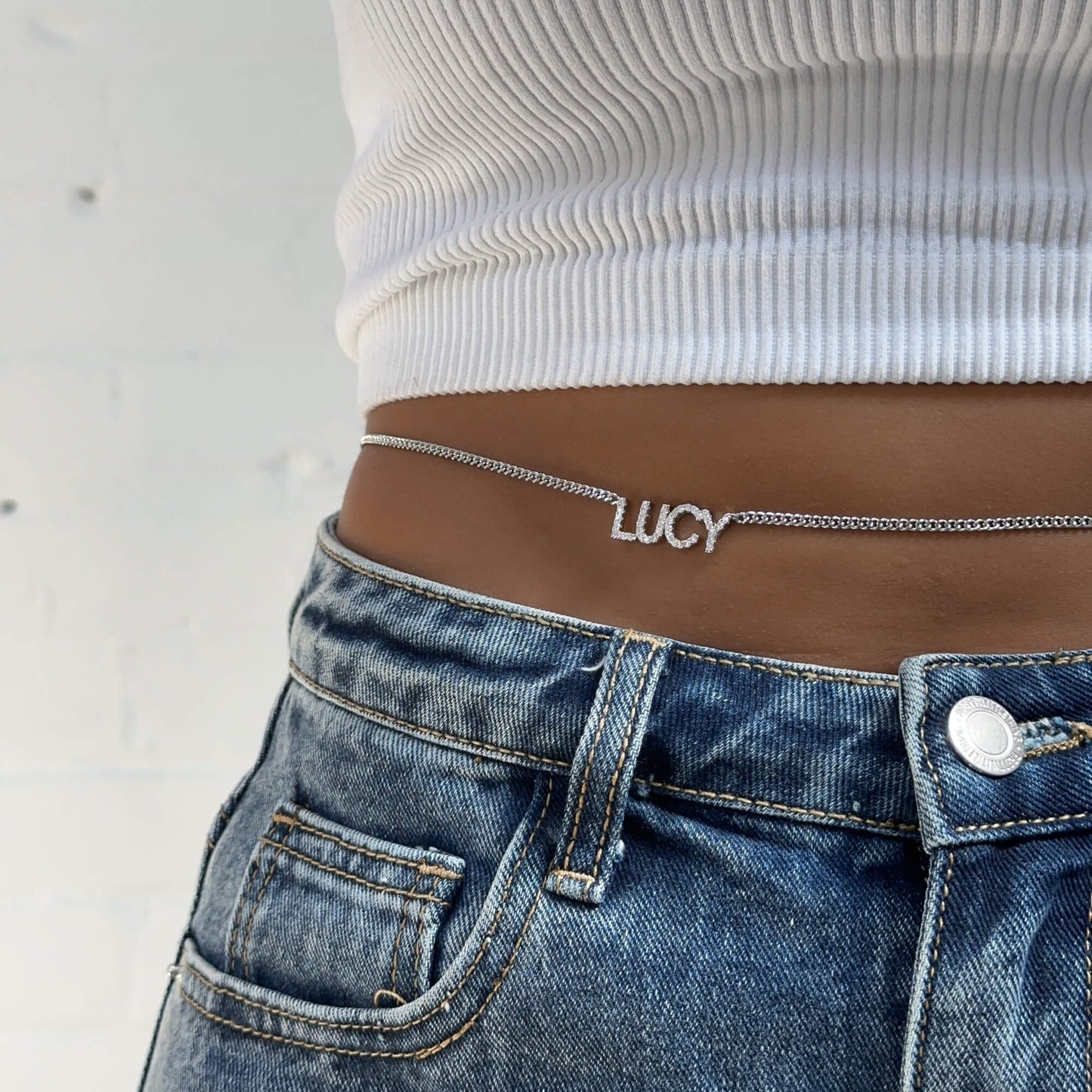 Olympia Pave Name Belly Chain - Image 8 - ISMI JEWELS
