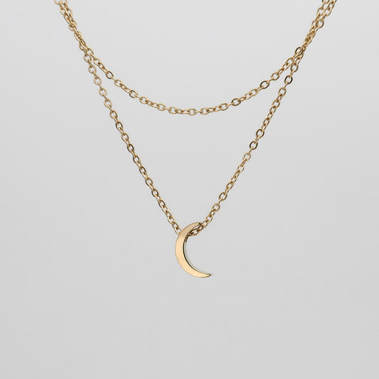 Celine Layered Moon Necklace - Image 1 - ISMI JEWELS