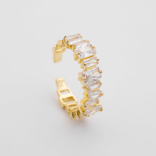 Jada Baguette Cut CZ Adjustable Ring | Gold - Image 1 - ISMI JEWELS