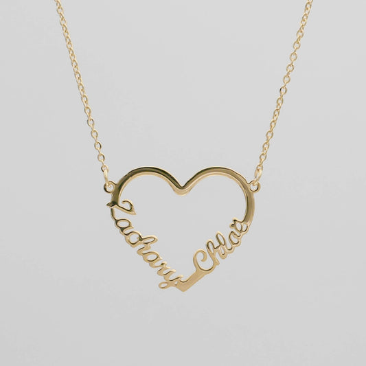 Heart Double Name Necklace - Image 1 - ISMI JEWELS