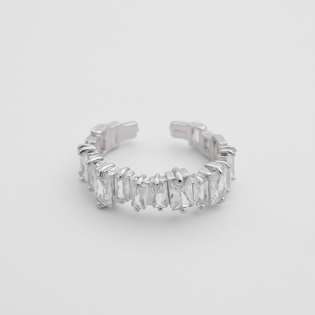 Jada Baguette Cut CZ Adjustable Ring | Silver - Image 3 - ISMI JEWELS