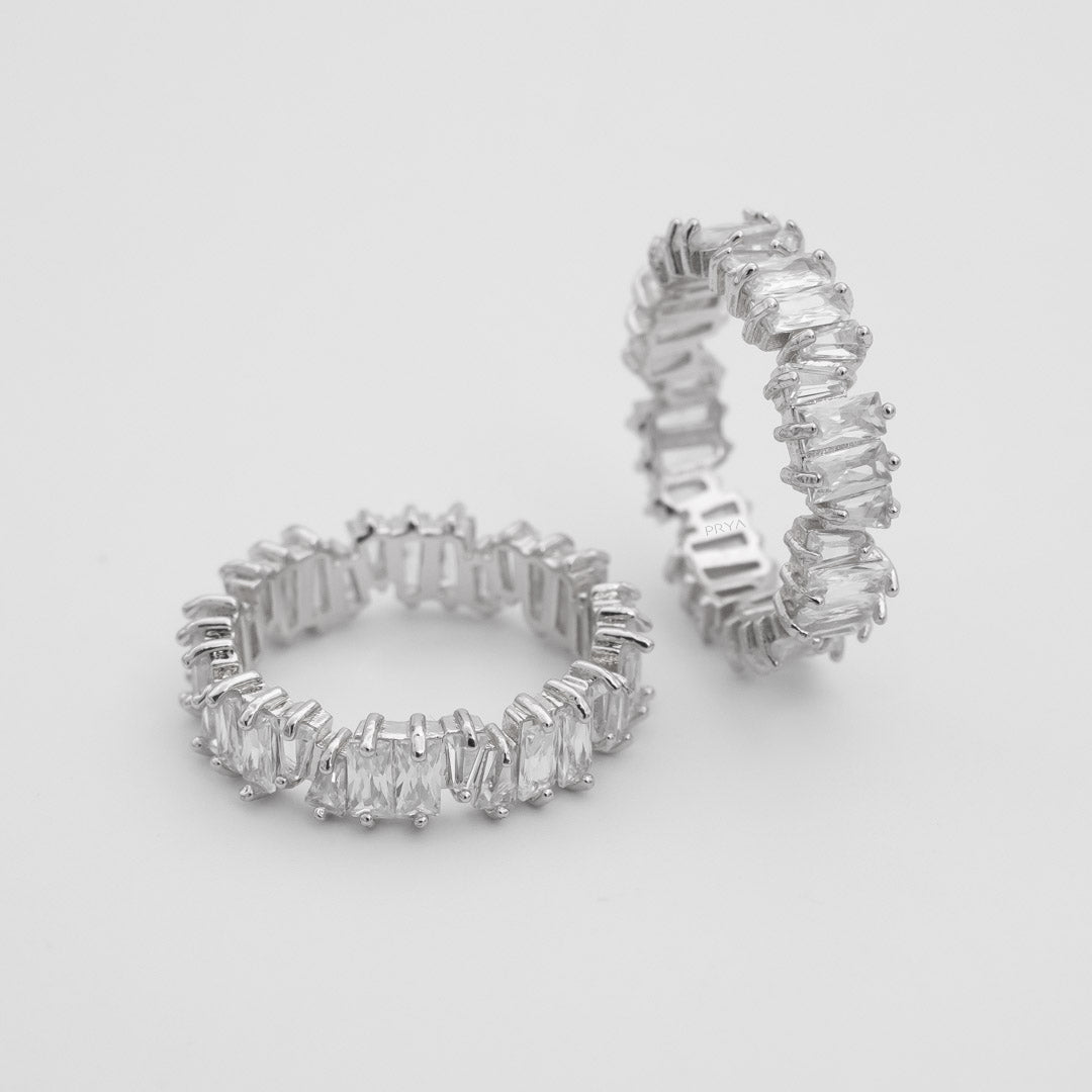 Jada Baguette Cut CZ Ring | Silver - Image 1 - ISMI JEWELS