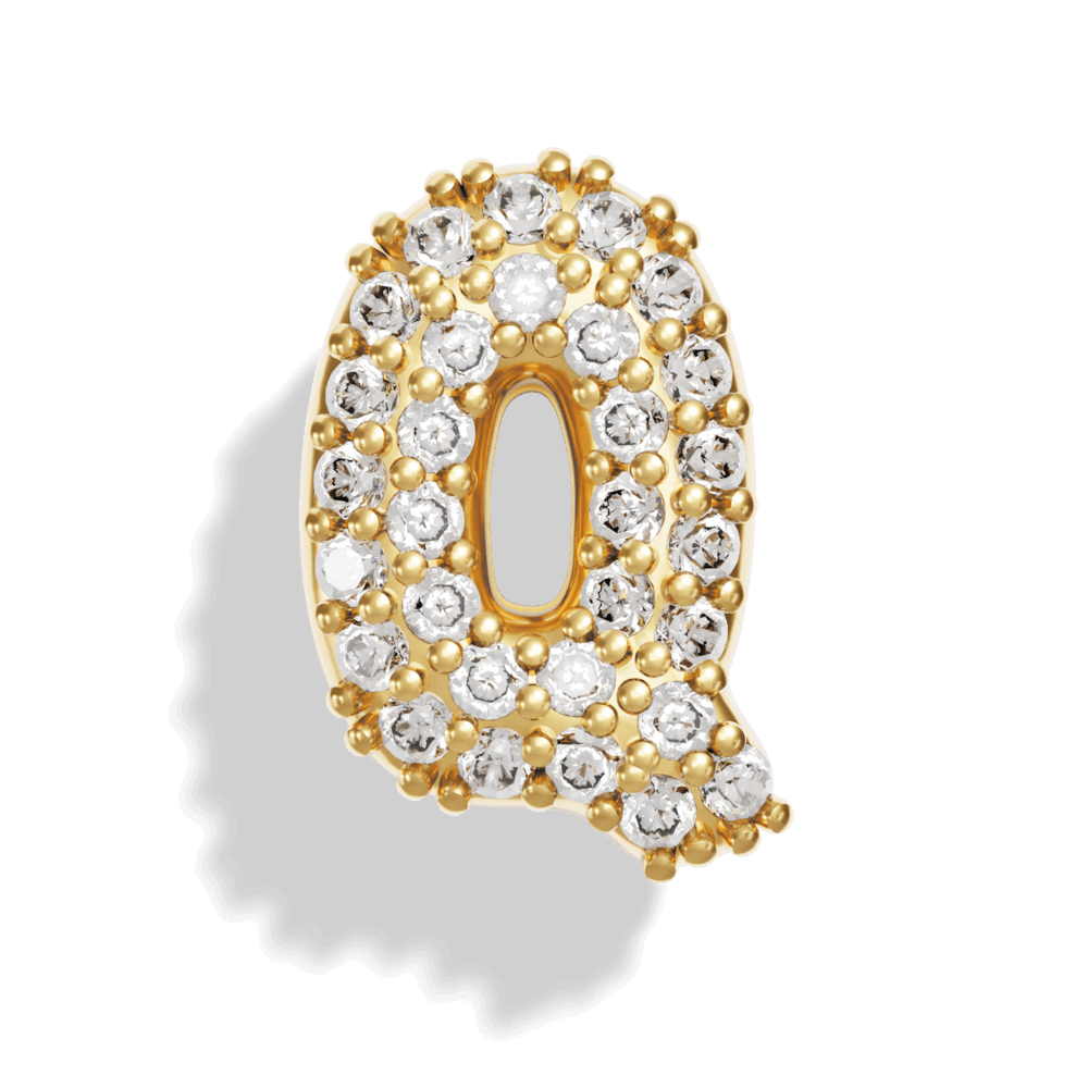 Gold Pave Bubble Letter Charms - Image 19 - ISMI JEWELS
