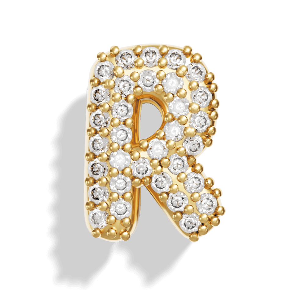 Gold Pave Bubble Letter Charms - Image 20 - ISMI JEWELS