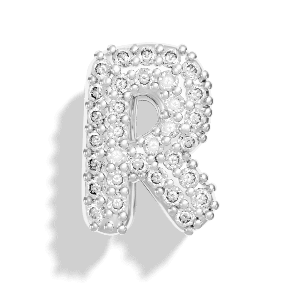 Silver Pave Bubble Letter Charms - Image 20 - ISMI JEWELS