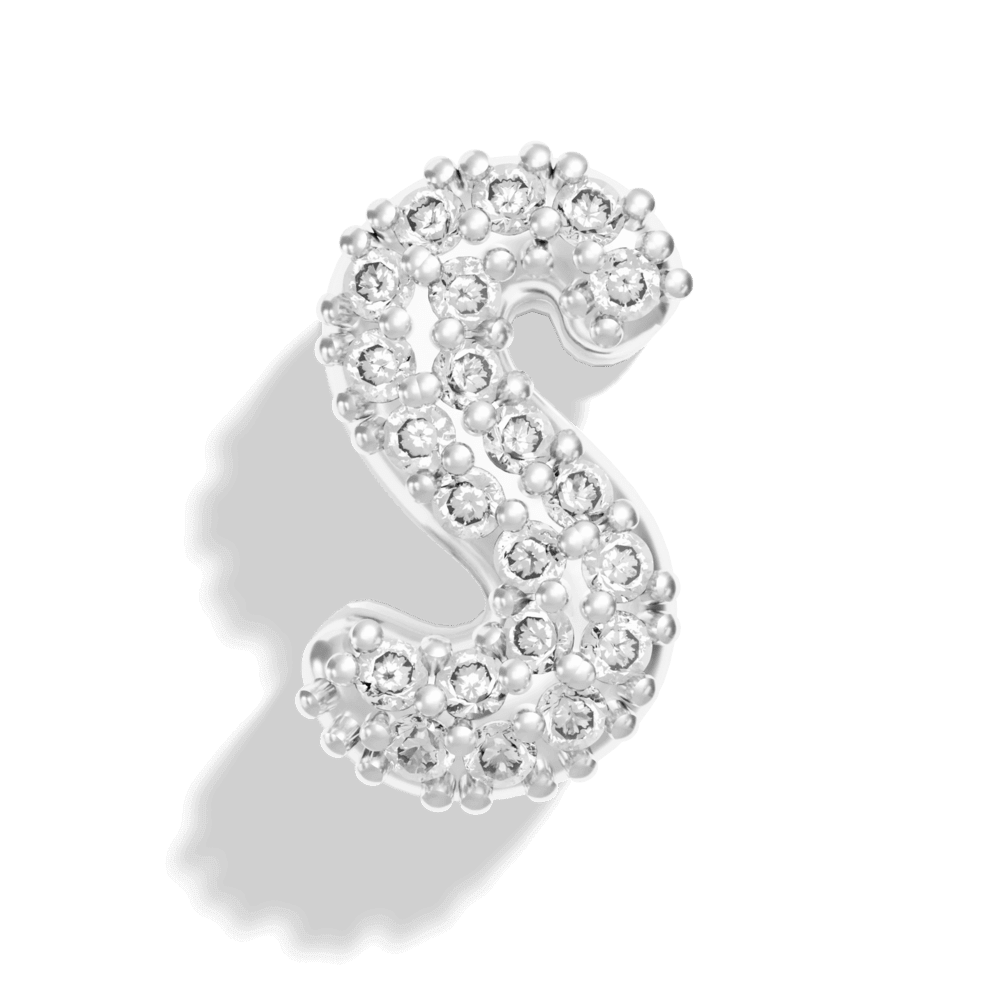 Silver Pave Bubble Letter Charms - Image 21 - ISMI JEWELS