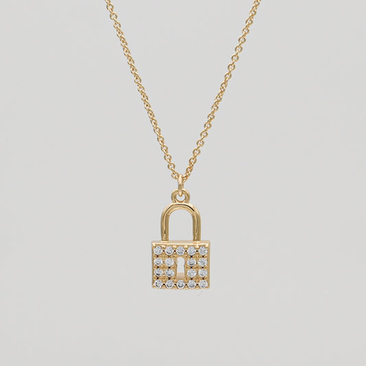 Sarai CZ Lock Necklace - Image 1 - ISMI JEWELS