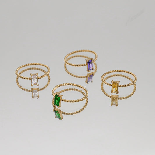 Selin Fine Twisted Gemstone Ring - Image 1 - ISMI JEWELS