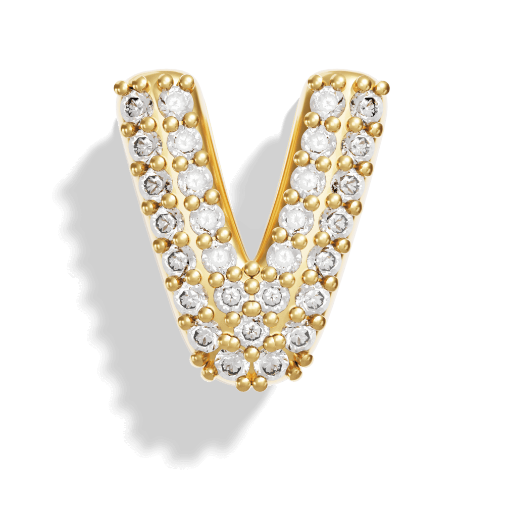 Gold Pave Bubble Letter Charms - Image 24 - ISMI JEWELS