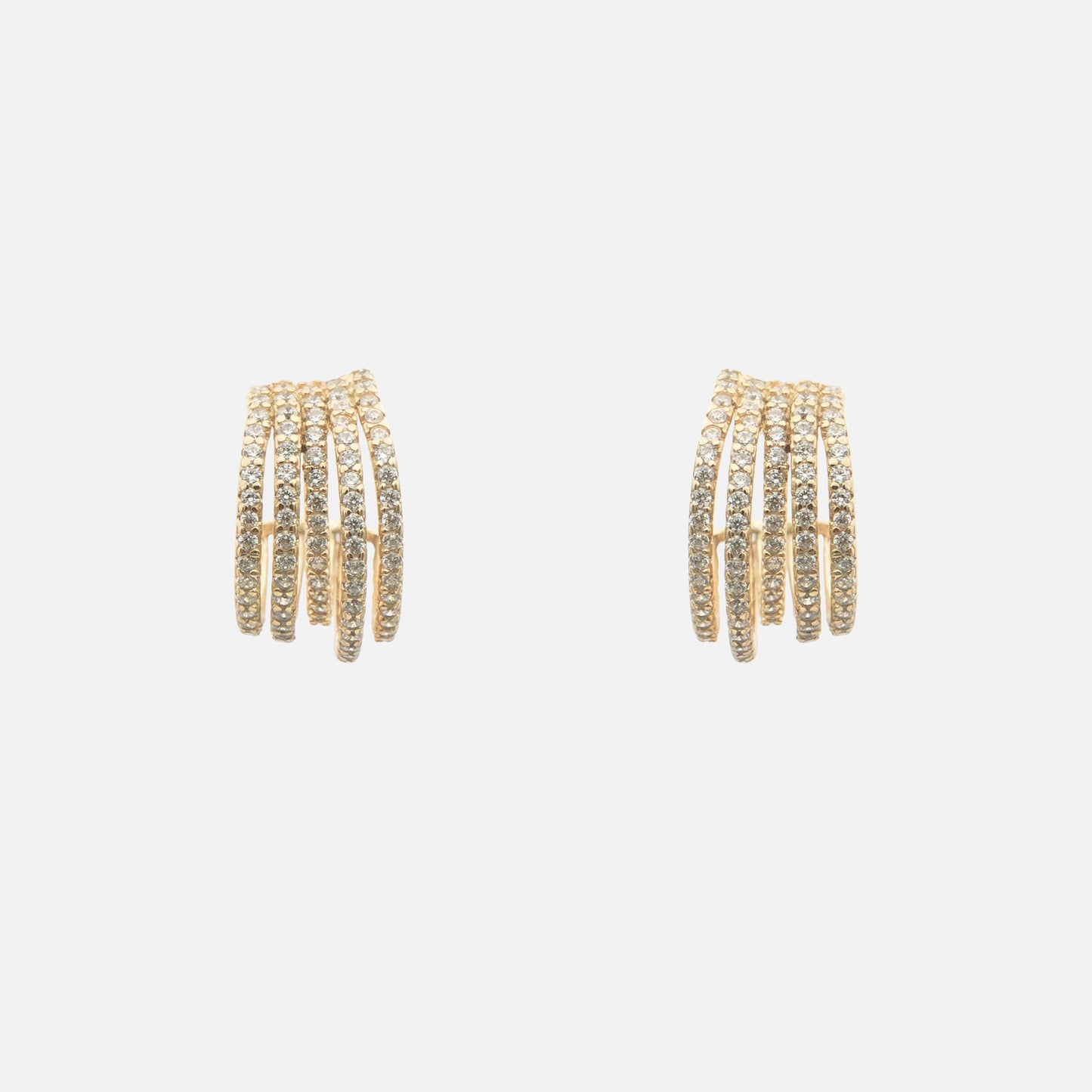 Vela Pavé Multi-Band Hoop Earrings - Image 1 - ISMI JEWELS