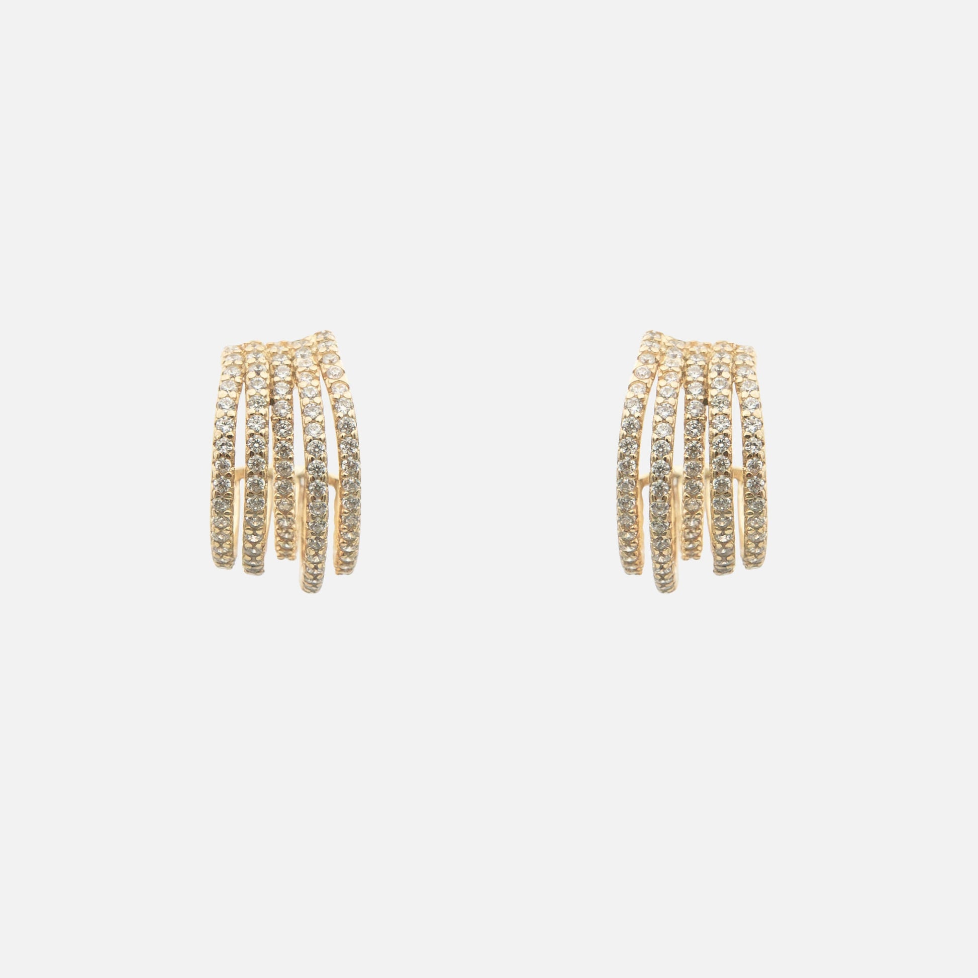 Vela Pavé Multi-Band Hoop Earrings - Image 1 - ISMI JEWELS