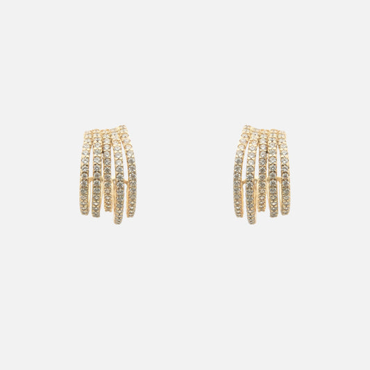 Vela Pavé Multi-Band Hoop Earrings - Image 1 - ISMI JEWELS