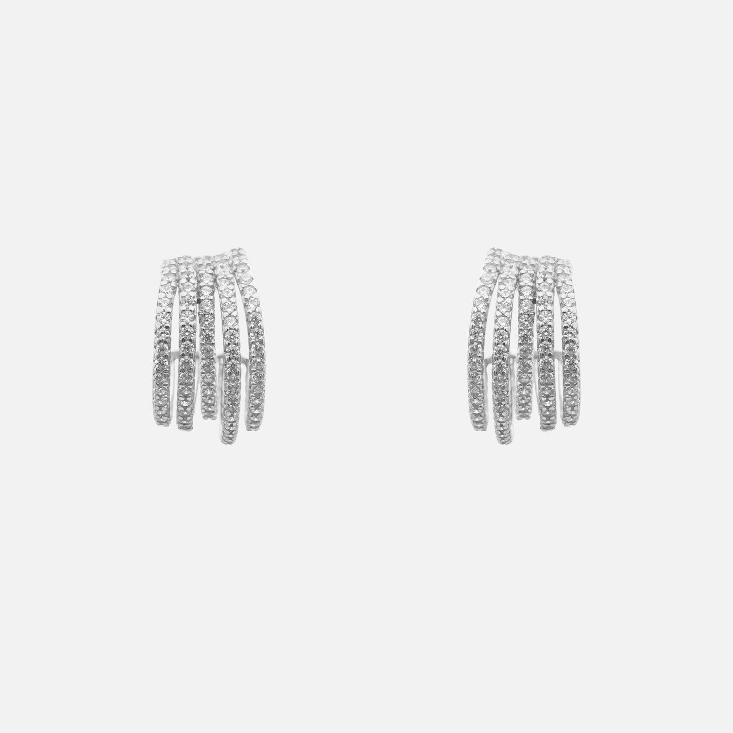 Vela Pavé Multi-Band Hoop Earrings - Image 3 - ISMI JEWELS