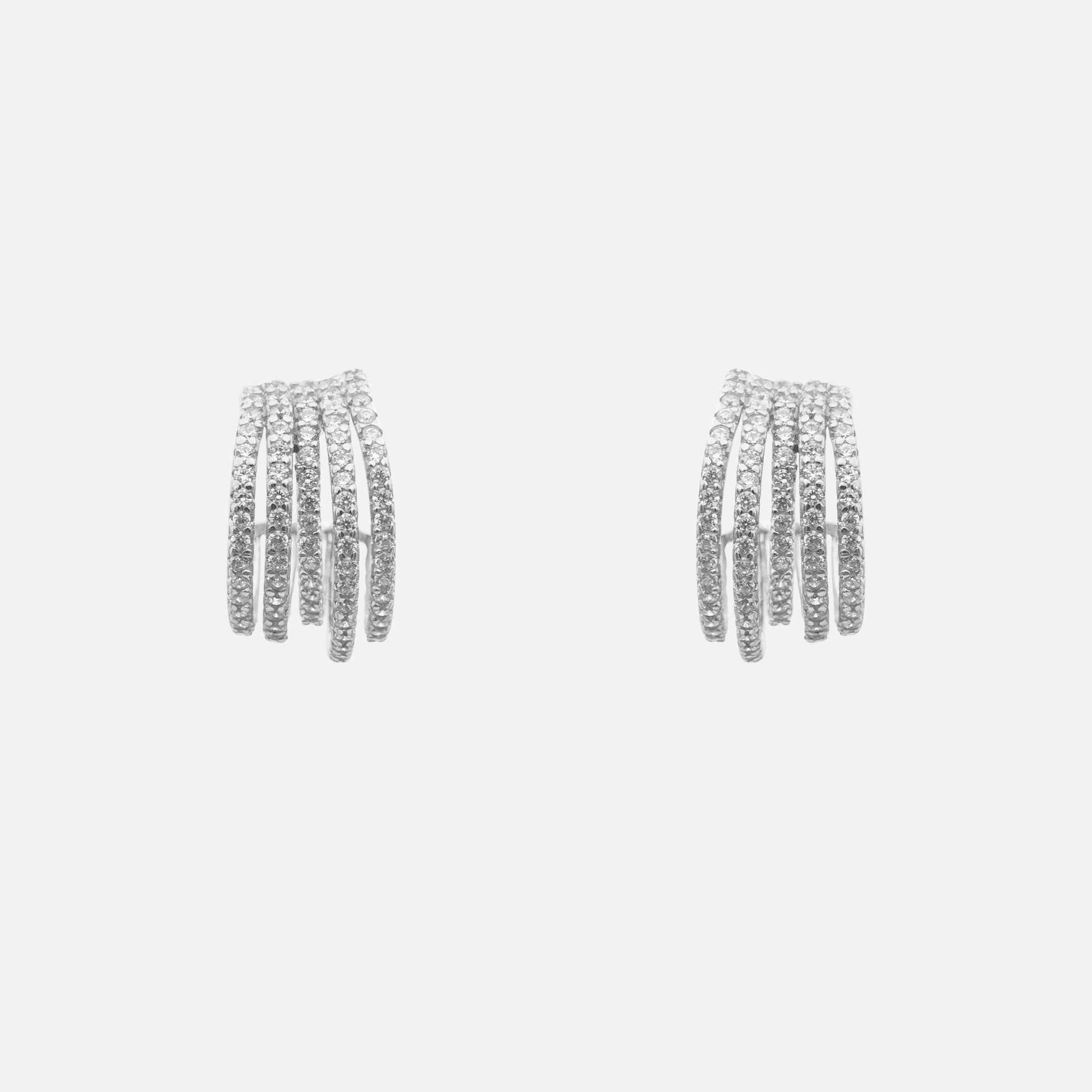 Vela Pavé Multi-Band Hoop Earrings - Image 3 - ISMI JEWELS