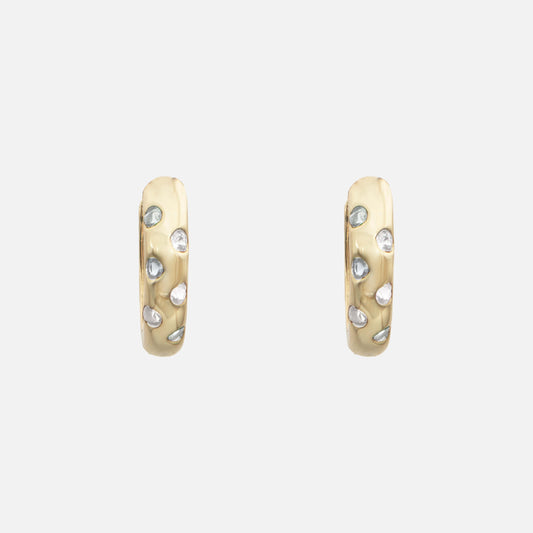 Veya Crystal Huggie Hoop Earrings - Image 1 - ISMI JEWELS