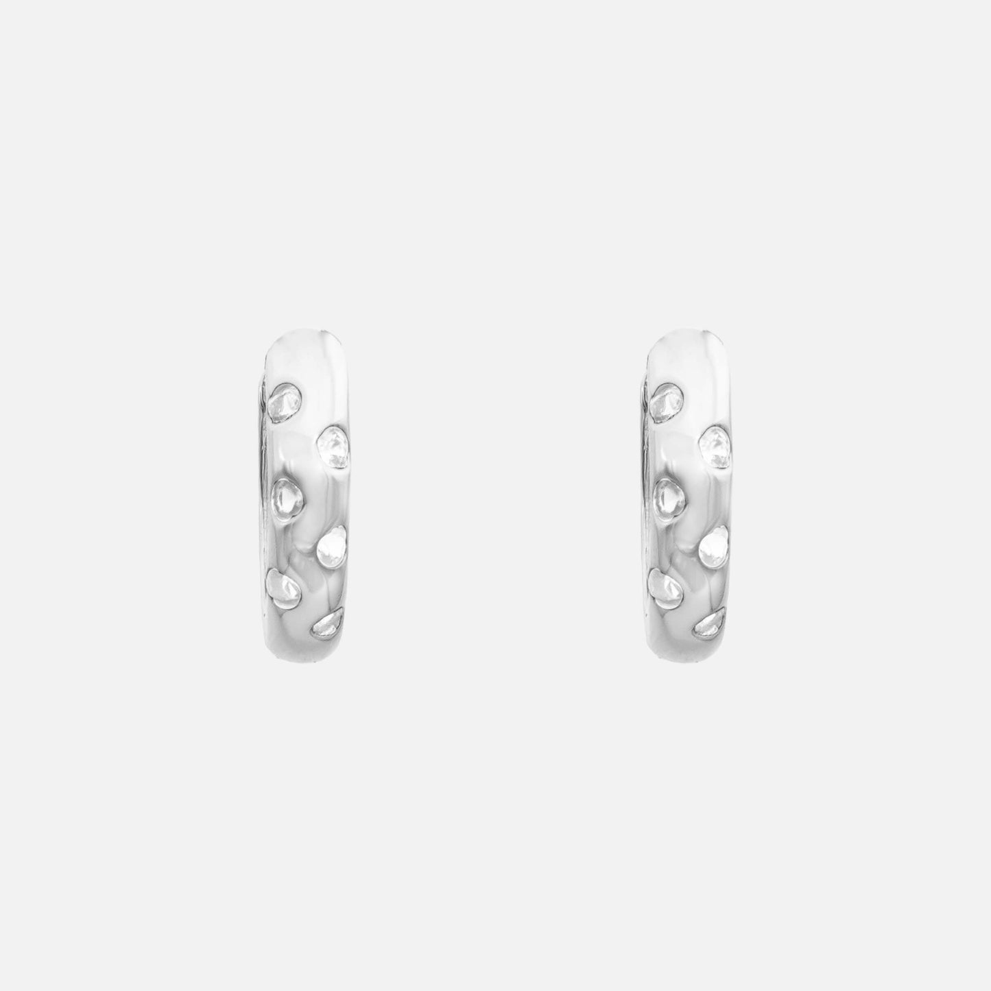 Veya Crystal Huggie Hoop Earrings - Image 3 - ISMI JEWELS