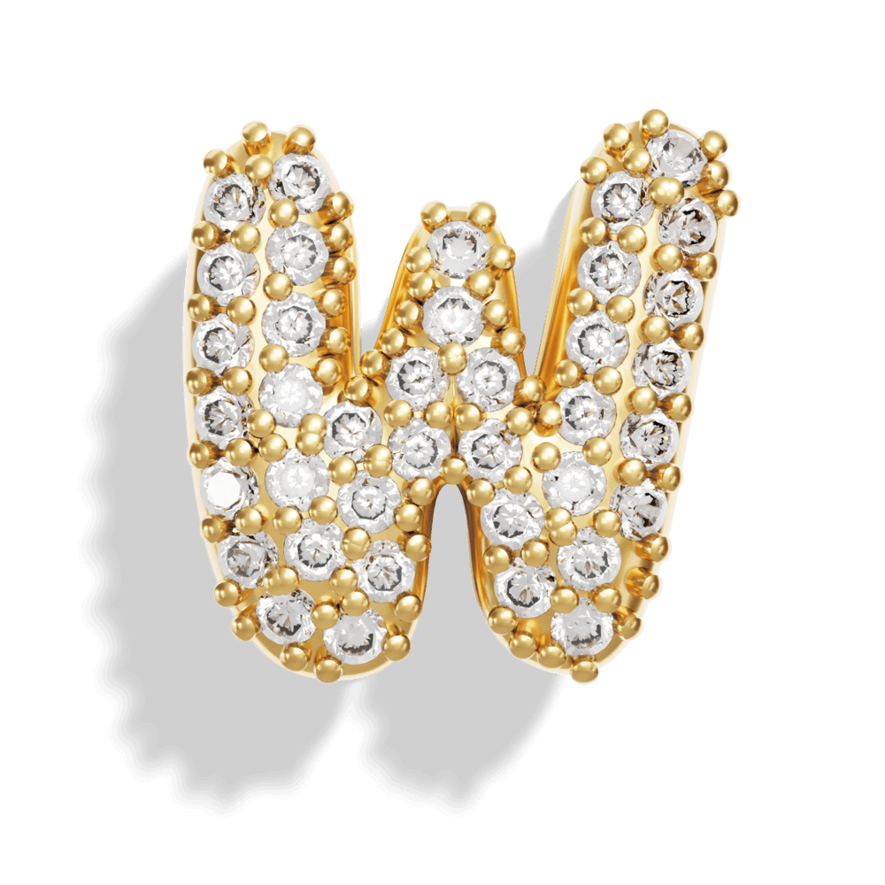Gold Pave Bubble Letter Charms - Image 25 - ISMI JEWELS