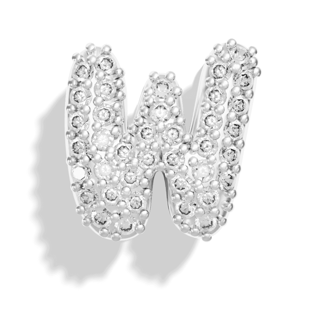 Silver Pave Bubble Letter Charms - Image 25 - ISMI JEWELS