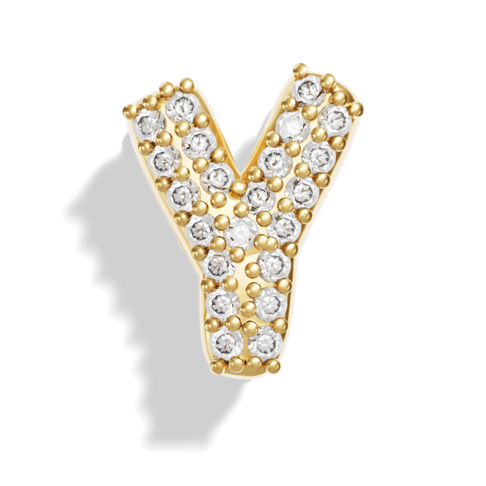 Gold Pave Bubble Letter Charms - Image 27 - ISMI JEWELS