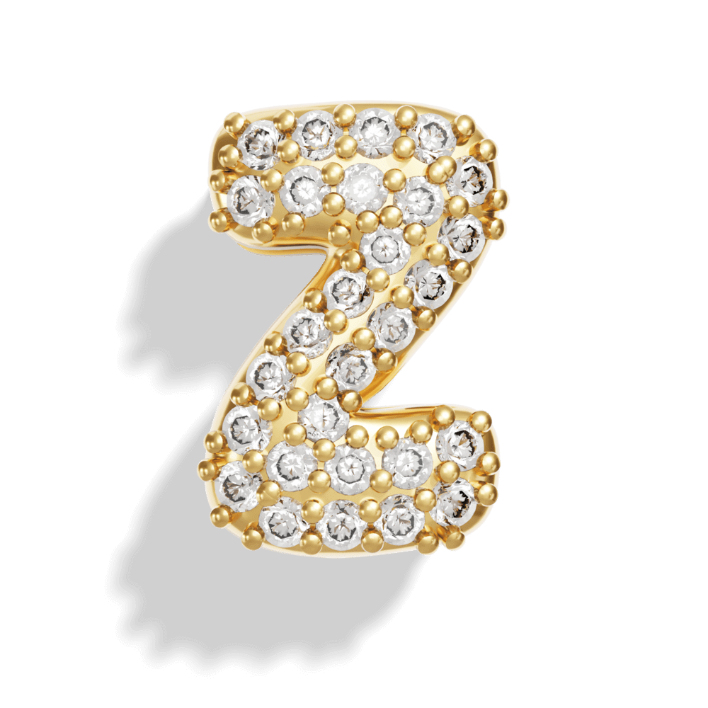 Gold Pave Bubble Letter Charms - Image 28 - ISMI JEWELS
