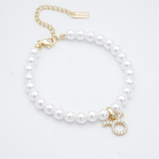 Pave Pearl Zodiac Anklet - Image 1 - ISMI JEWELS
