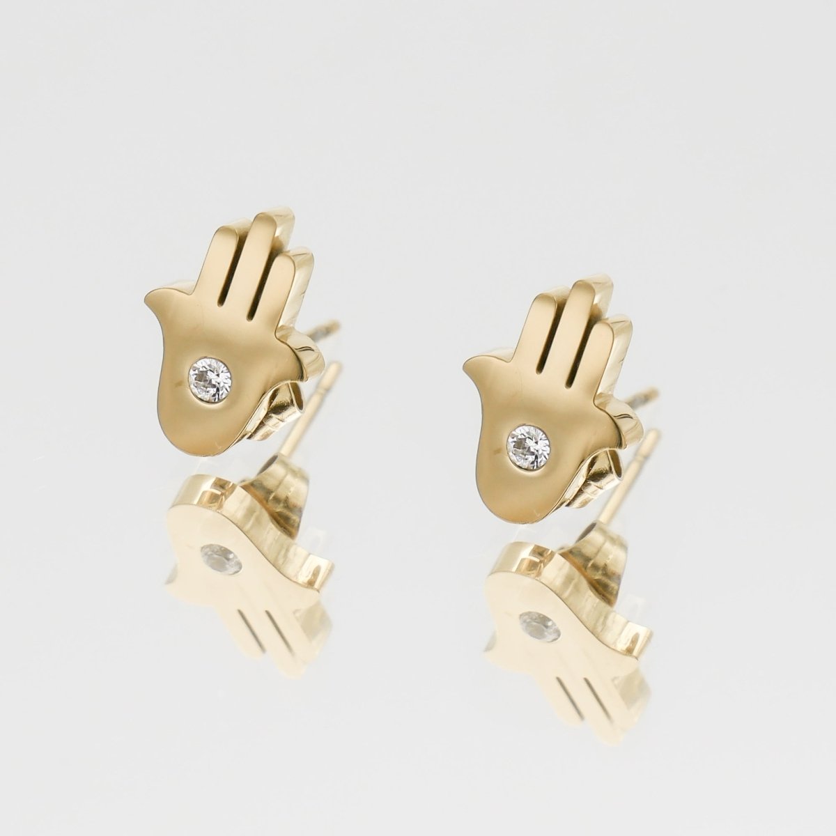 Amalie Hand of Hamsa Stud Earrings - ISMI JEWELS