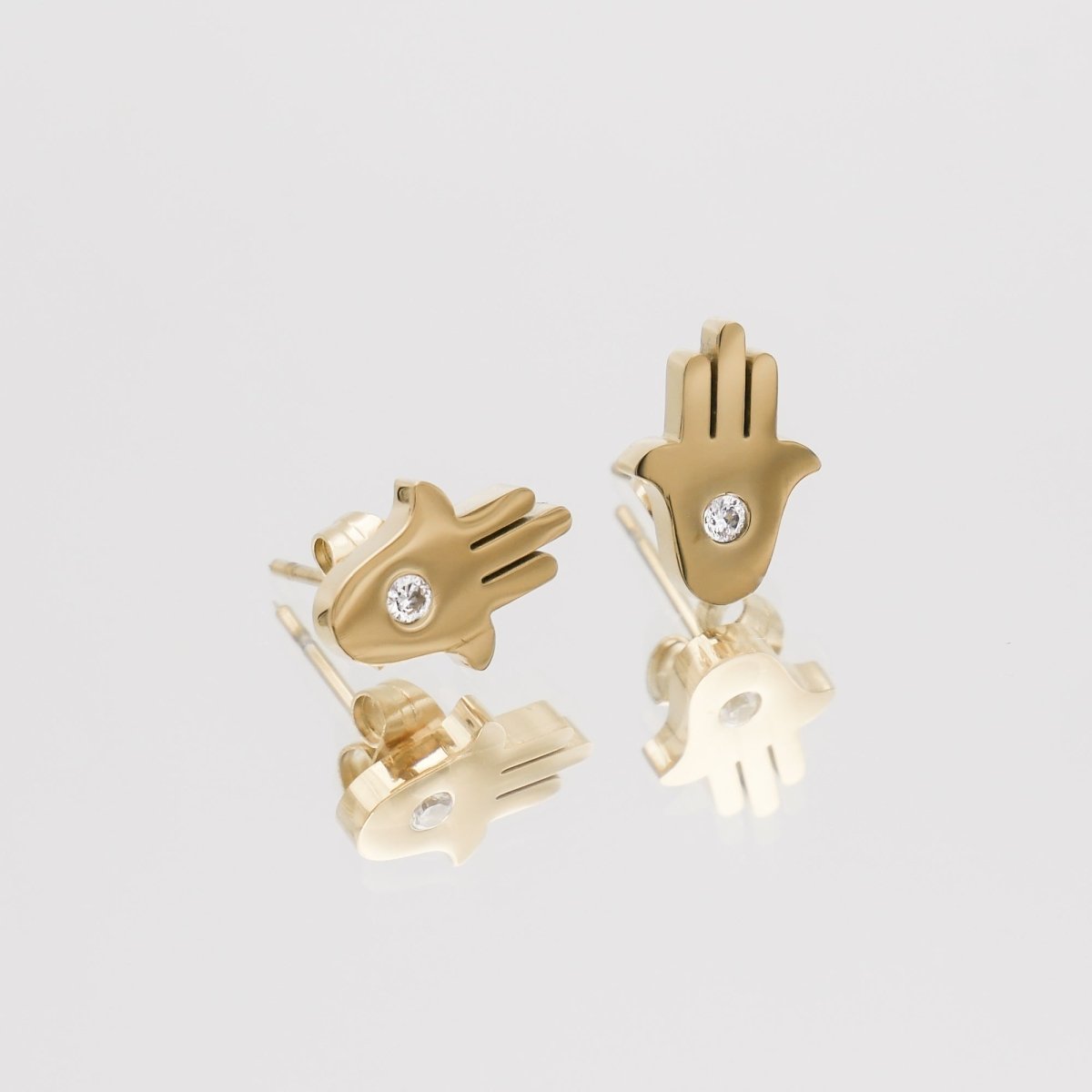 Amalie Hand of Hamsa Stud Earrings - ISMI JEWELS