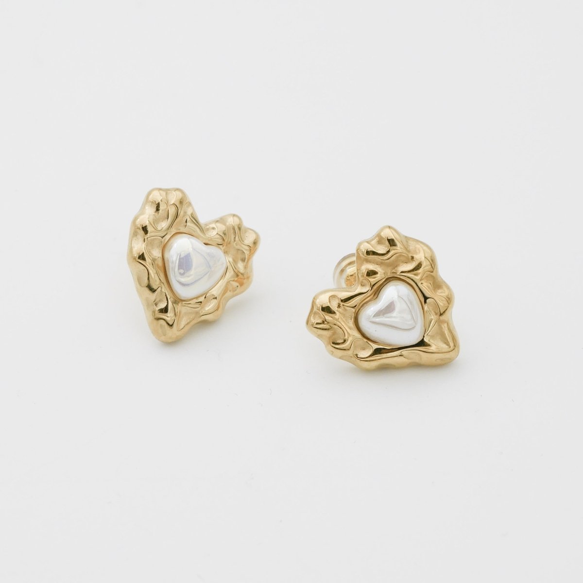 Amber Heart & Pearl Earrings - ISMI JEWELS