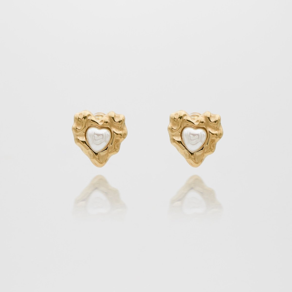 Amber Heart & Pearl Earrings - ISMI JEWELS