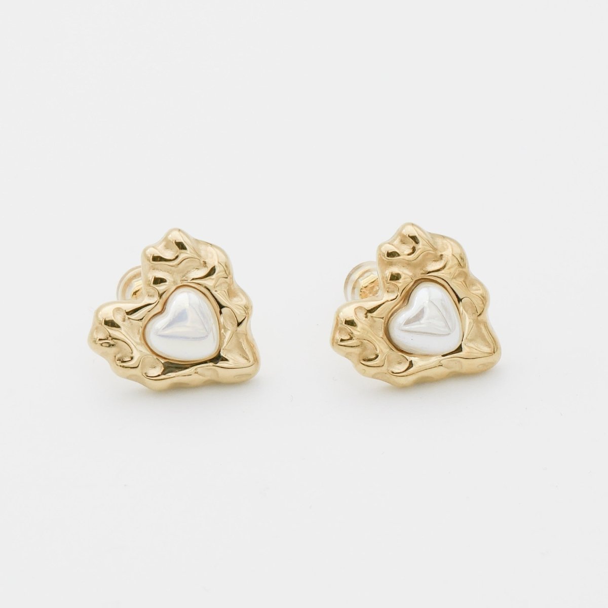 Amber Heart & Pearl Earrings - ISMI JEWELS