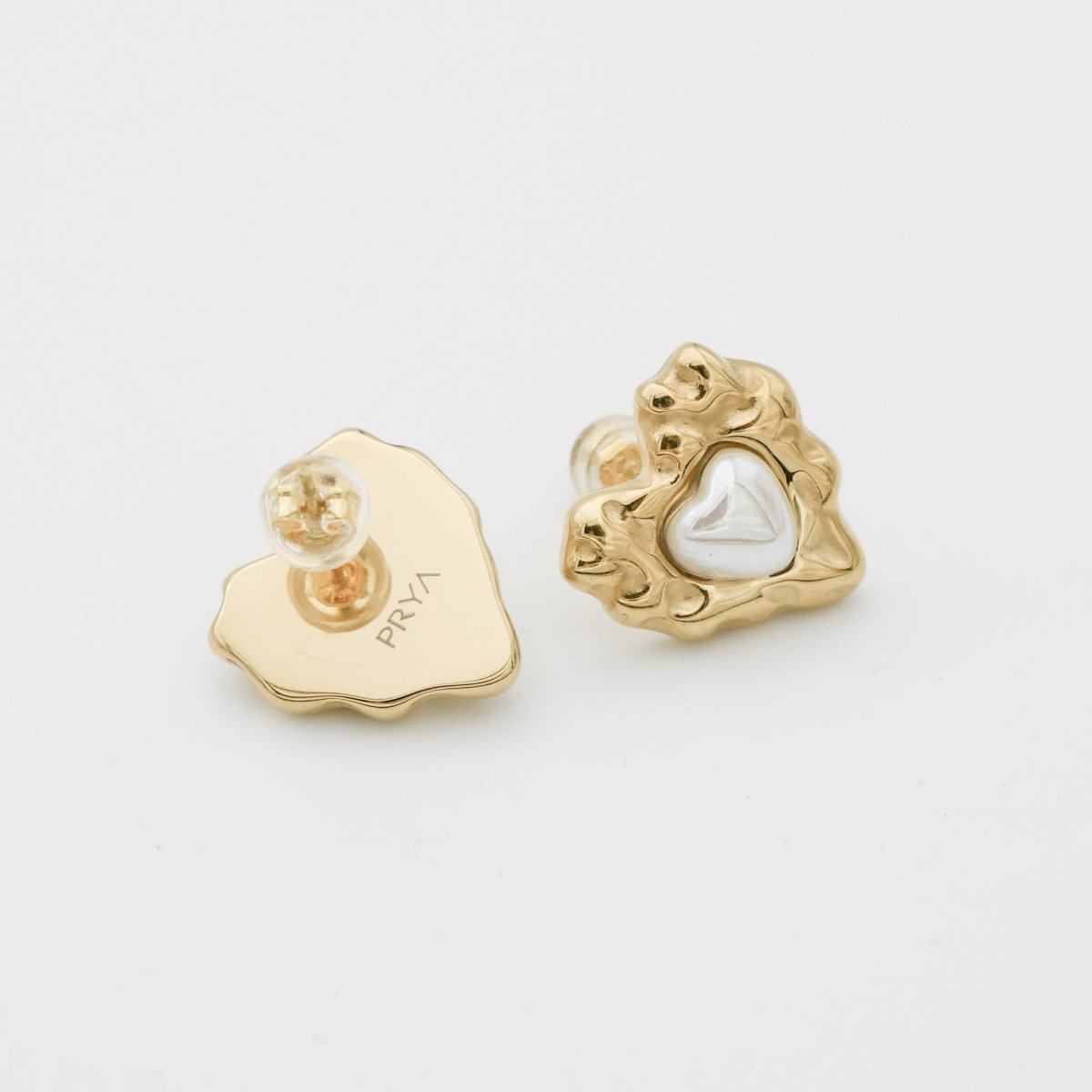 Amber Heart & Pearl Earrings - ISMI JEWELS