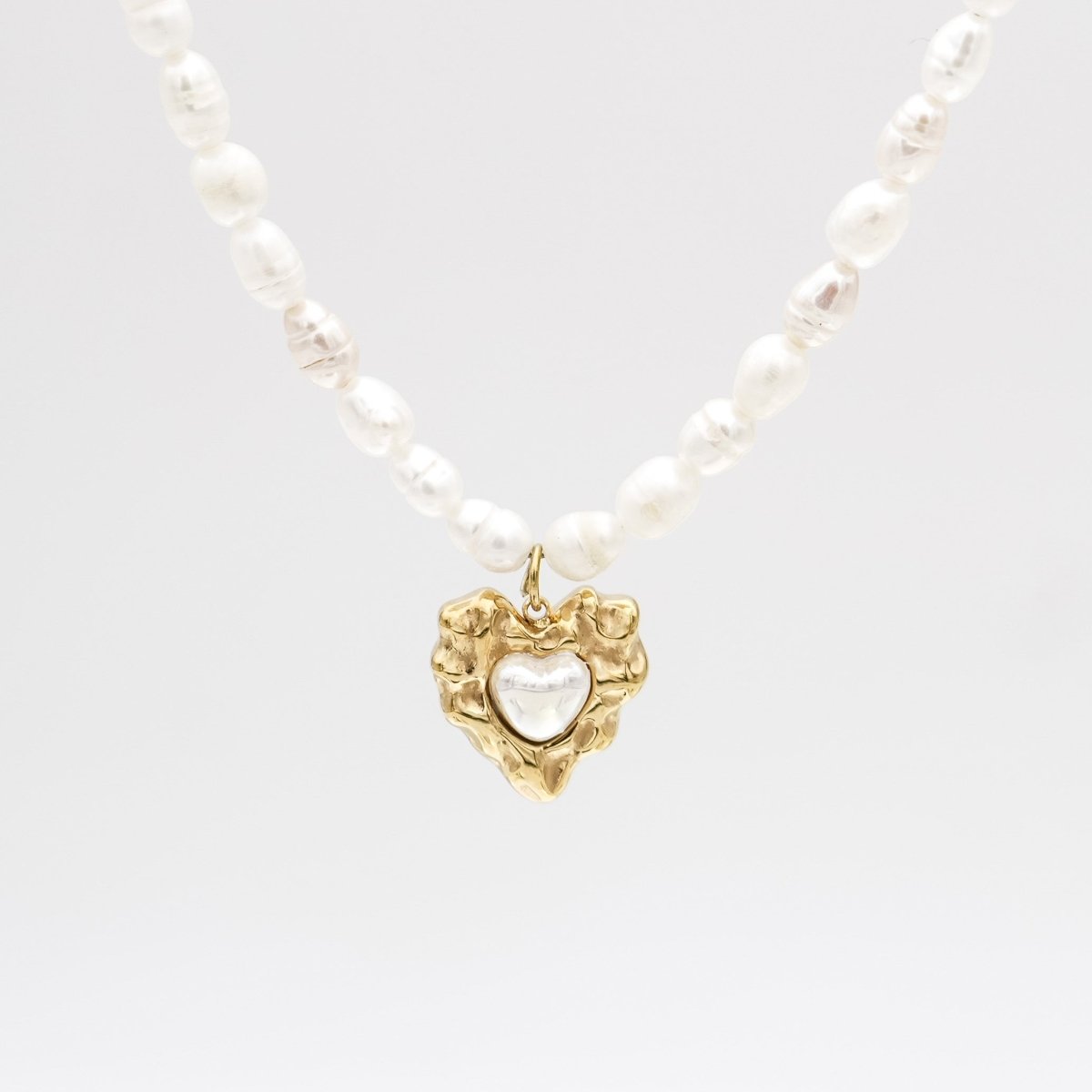 Amber Pearl Heart Necklace - ISMI JEWELS