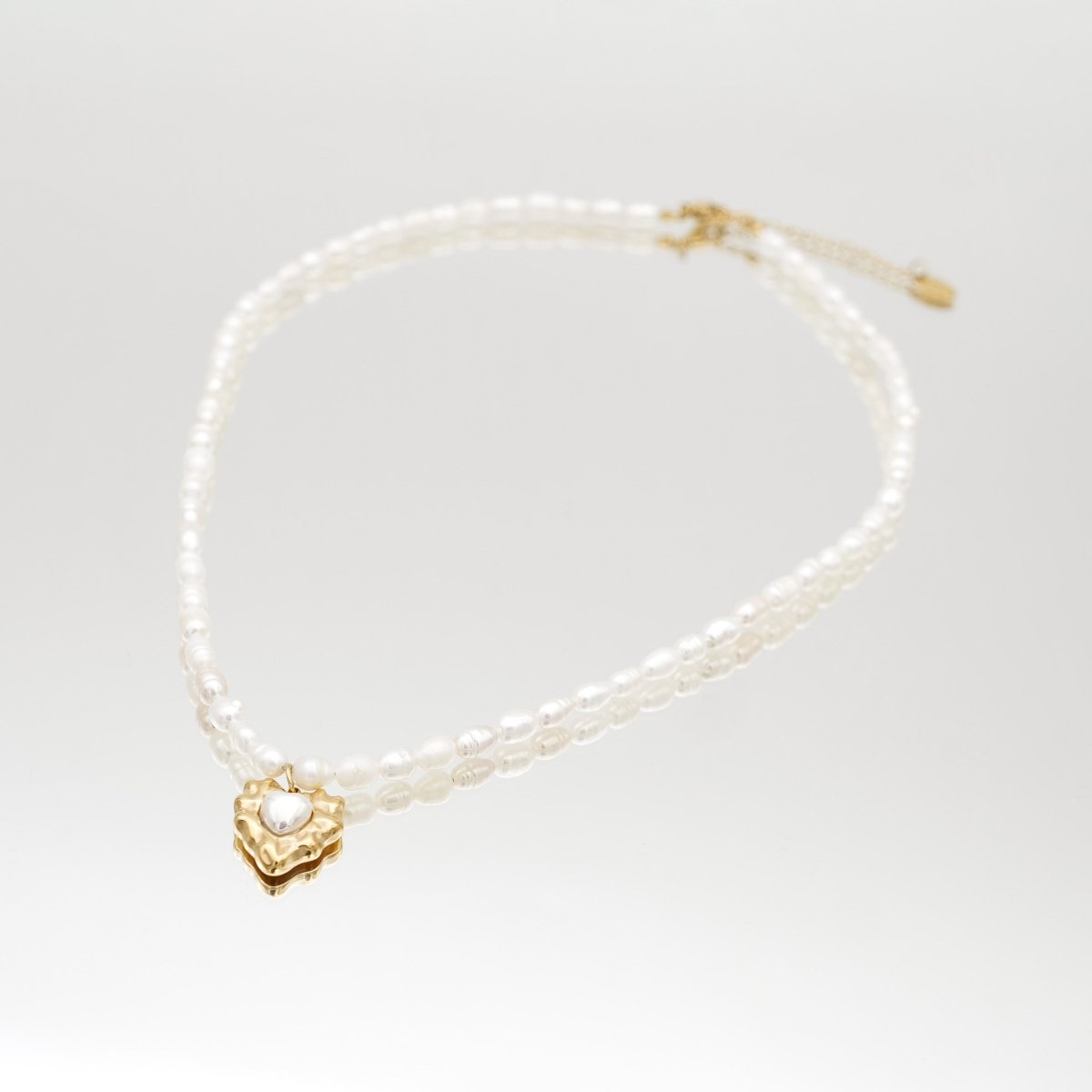 Amber Pearl Heart Necklace - ISMI JEWELS