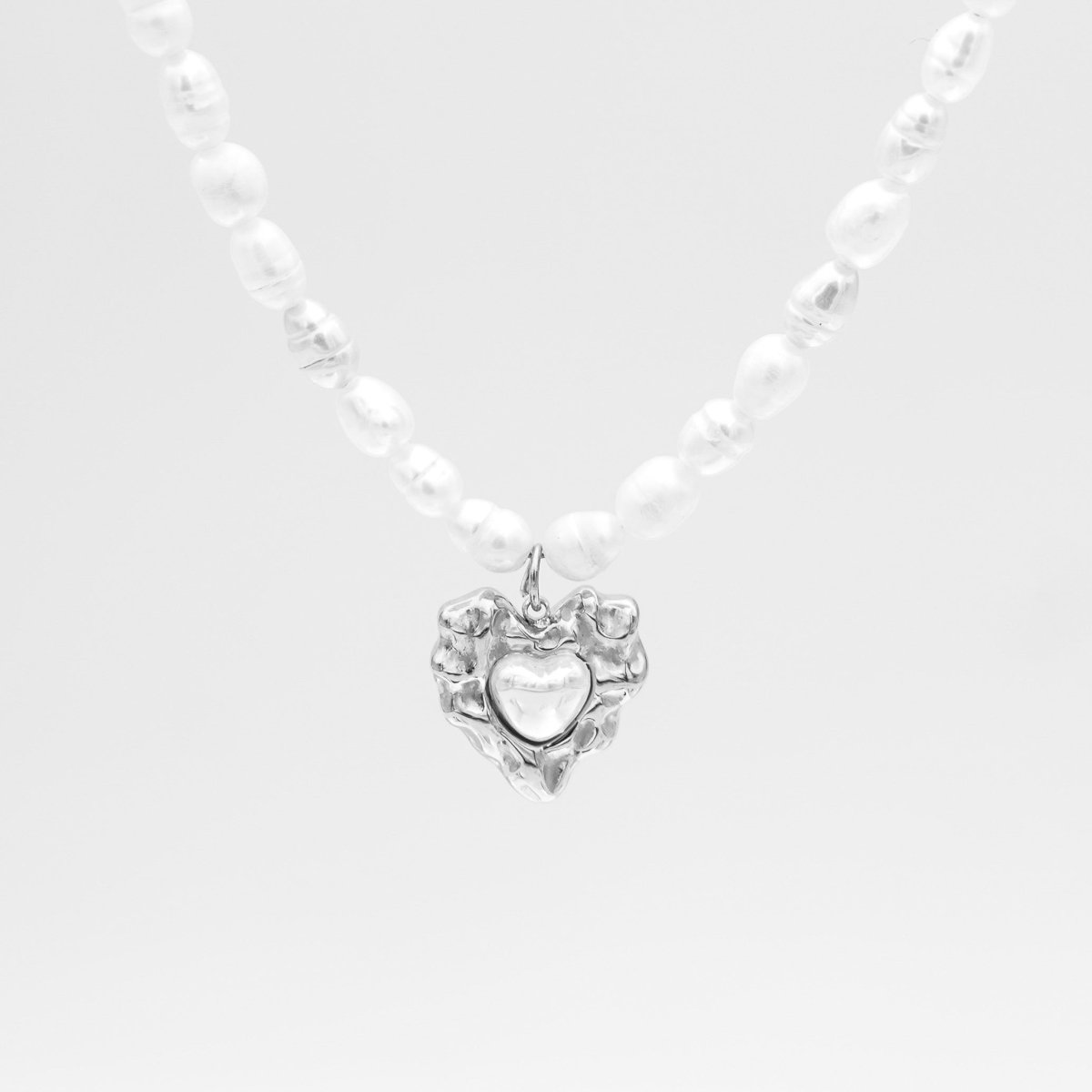 Amber Pearl Heart Necklace - ISMI JEWELS