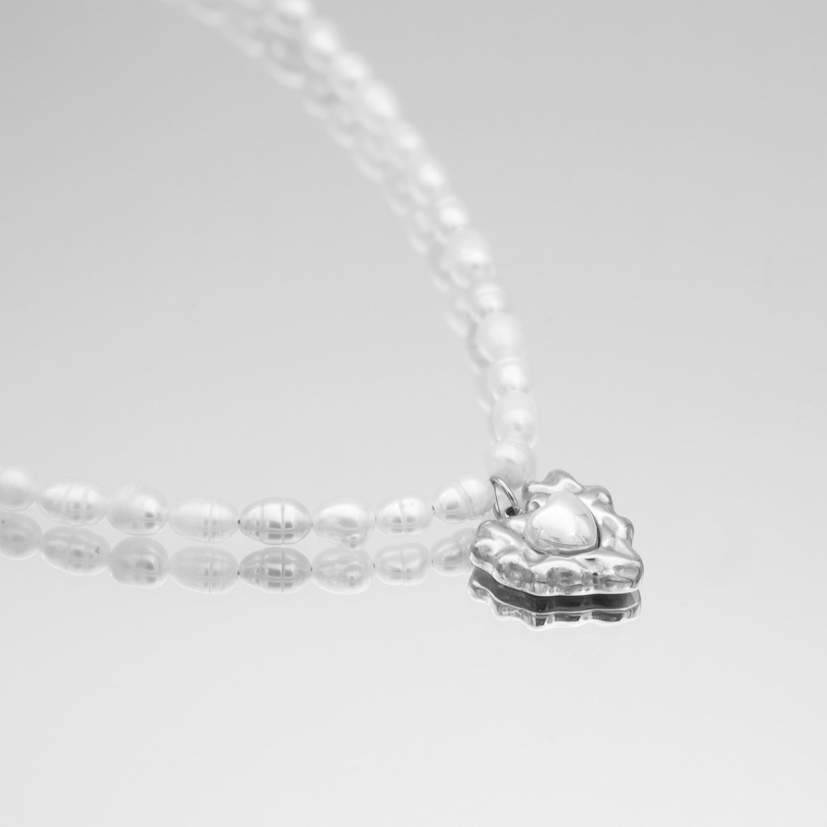 Amber Pearl Heart Necklace - ISMI JEWELS