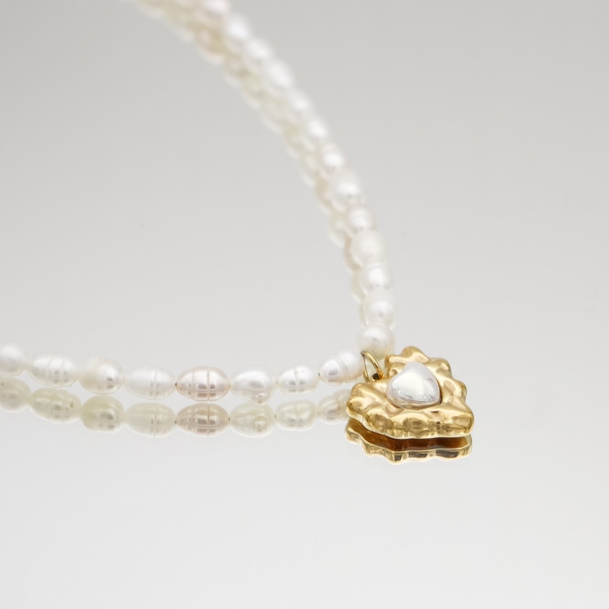Amber Pearl Heart Necklace - ISMI JEWELS