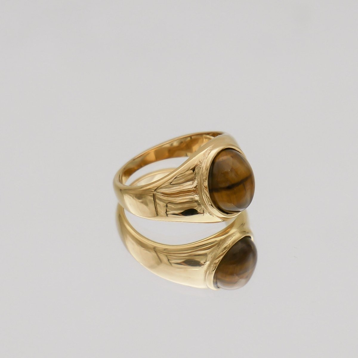Amber Tiger Eye Signet Ring - ISMI JEWELS