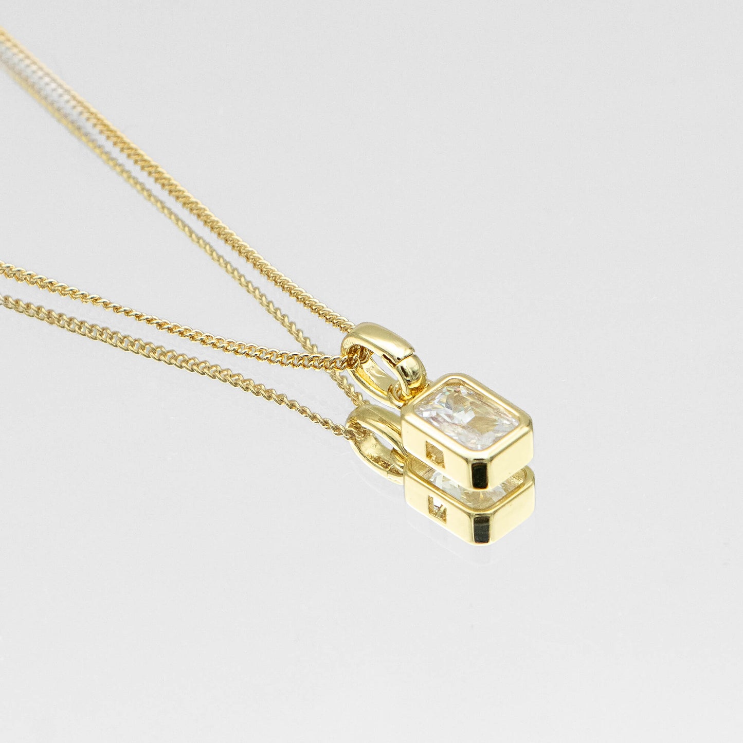 Emerald Cut Birthstone Necklace