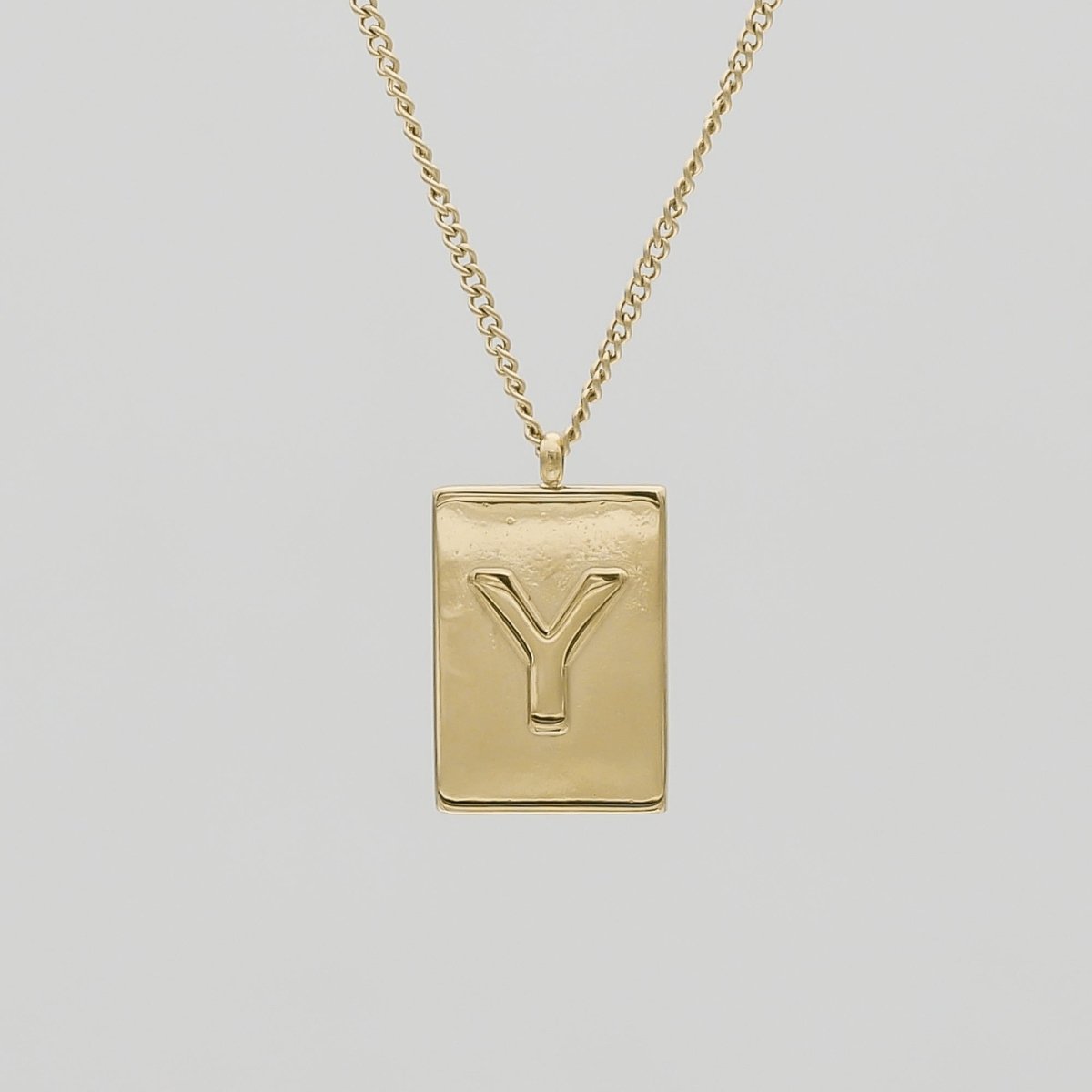 Athena Initial Tablet Necklace - ISMI JEWELS
