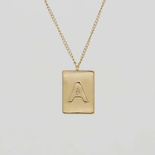 Athena Initial Tablet Necklace - ISMI JEWELS