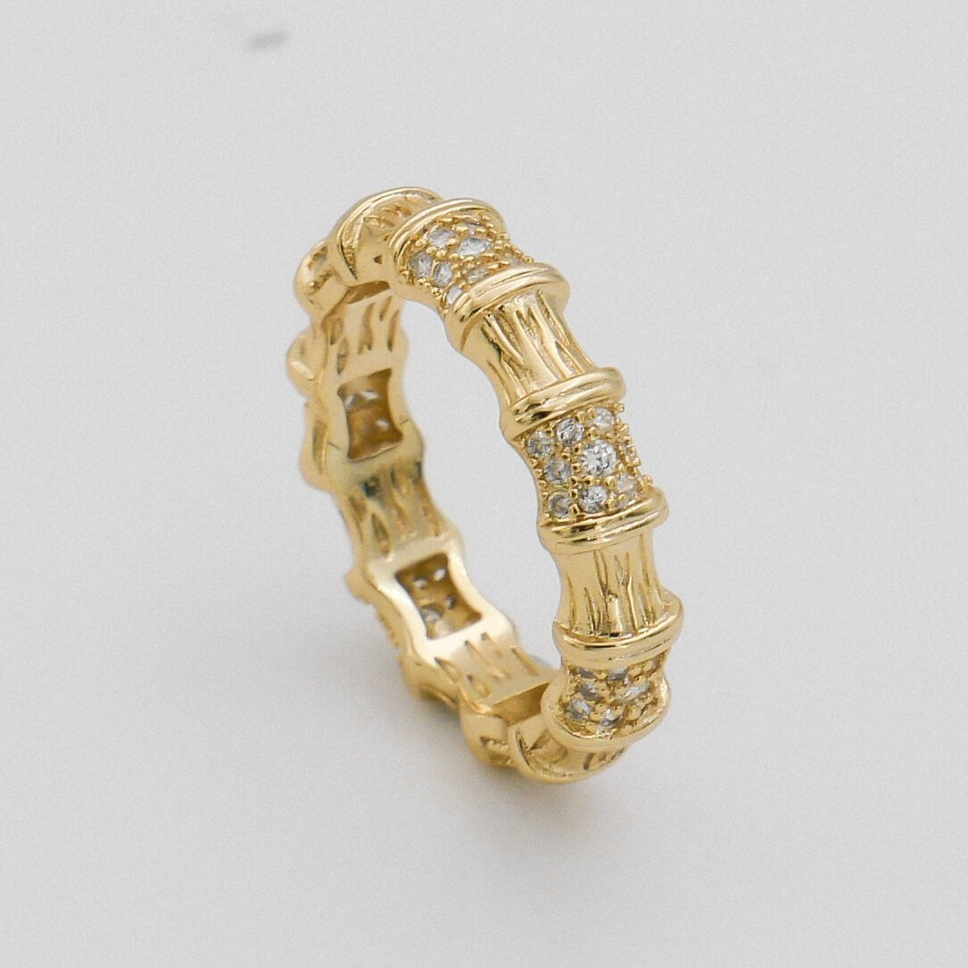 Ava bamboo CZ Ring - ISMI JEWELS