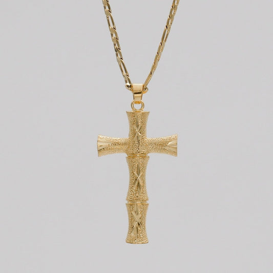 Bamboo Cross Gold Filled Necklace - ISMI JEWELS