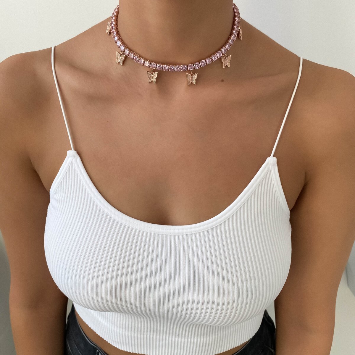 Butterfly Tennis Choker (Pink CZ) | ISMI™ - ISMI JEWELS