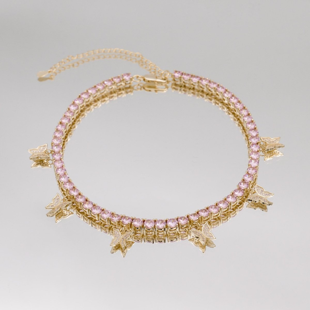 Butterfly Tennis Choker (Pink CZ) | ISMI™ - ISMI JEWELS